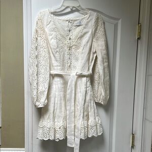 Zimmermann linen /lace Elegant White color Dress. Preowned.